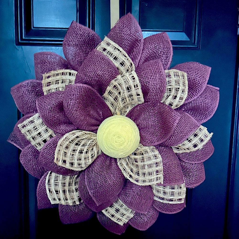 Purple and Tan Sunflower Wreath